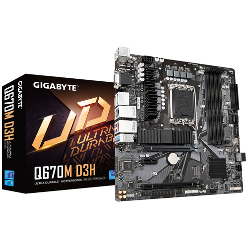 GIGABYTE Q670M D3H, Intel, LGA 1700, Intel® Celeron®, Intel® Core™ i3, Intel® Core™ i5, Intel® Core™ i7, Intel® Core™ i9, Intel Pentium G, LGA 1700, 128 GB, DDR5-SDRAM